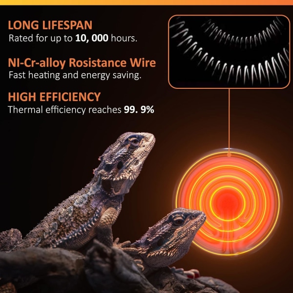 2 kpl 100 W:n terraariomatelijan lämpölamppu, keraaminen lämmönlähde, ei valoa