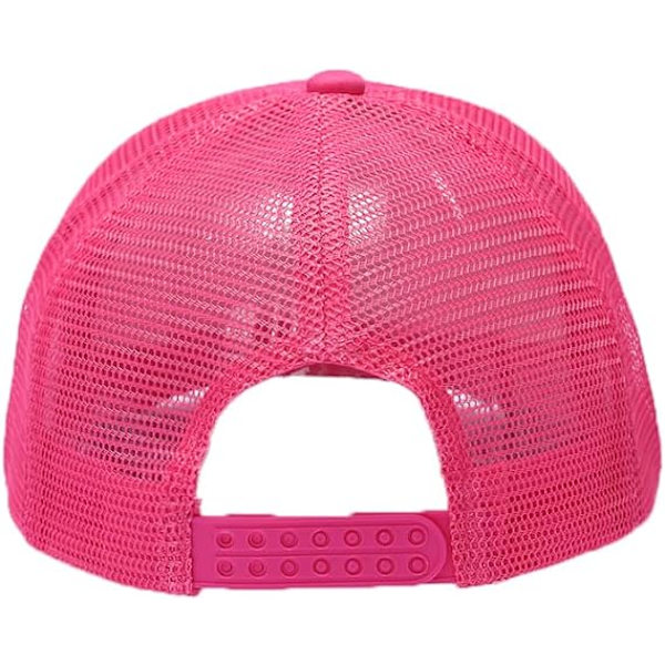 Muodi Smiley Face Glitter Neon Print High Crown Foam Mesh Back
