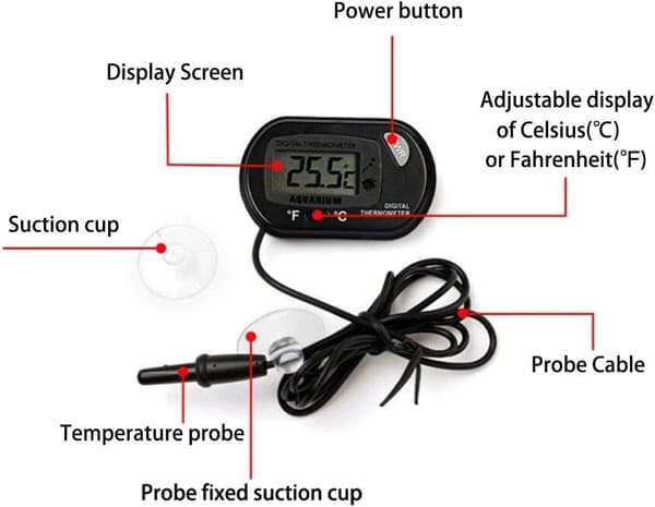 Akvarie termometerpakke, LCD digital termometer til marine akvarier