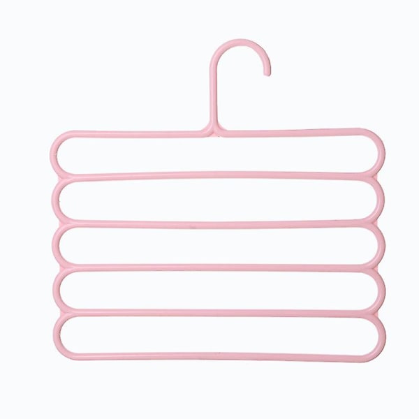 8pcs Multi Hangers, 40 Layers Trouser Hangers Space Saving, Non-slip Scarf Organiser Pant Hangers, Hanger Hero（Pink）