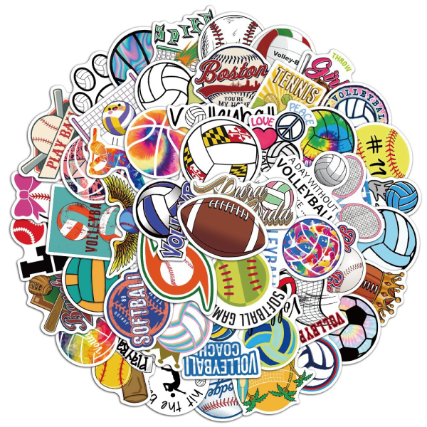 50 Ball Sports Graffiti Stickers Rugby Volleyball Suitcase Waterp