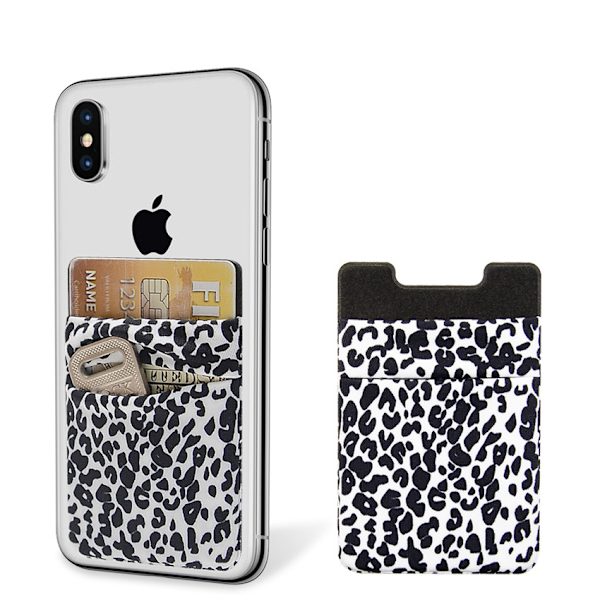 Dobbelt lag Lycra mobiltelefon kortholder - Leopard print, Multif
