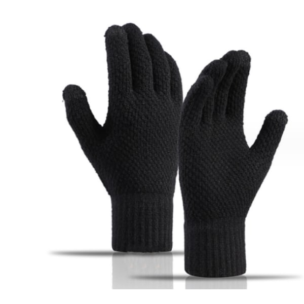 Svart, herr vinterisolering split finger plysch och tjock isolering