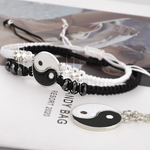 Armband Halsband Bästa Vän för 2 Yin Yang Justerbar Sladd Ne