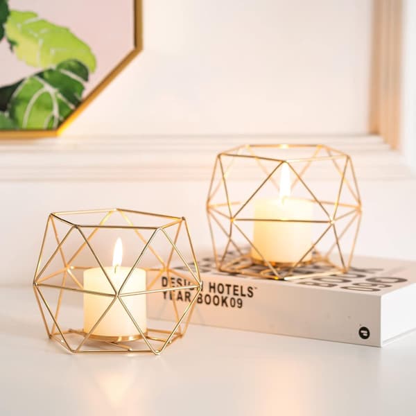 Tealight-holder i gull - Lysestake - Sett med 6 - Bryllupssenterstykke