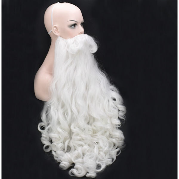 Luksuriøs julemand cosplay performance dragt, 60cm skæg+hovedbeklædning