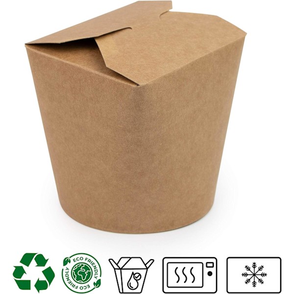 Papperslådor i brunt, 50-pack, 780 ml - Engångsförpackning för mat