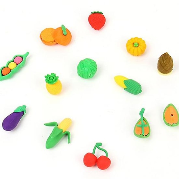 2st roliga suddgummi för barn Mini roliga suddgummi set Fruktsuddgummi för barn slumpmässig stil grönsakssuddgummi