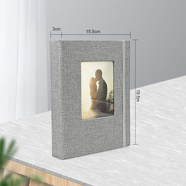 Indsæt fotoalbum med 52 fotos, fotoalbum 2 pakker med små mini fotoalbum i linned