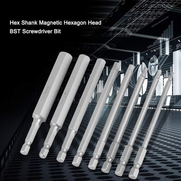 8 stk. 100 mm lange Hex Bits 1/4\" Magnetisk Hex Driver Bit Sæt 2.5-12m