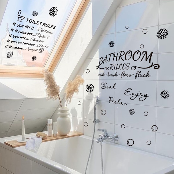 2 stk. Bad Veggklistremer Klistremer Soak Relax Enjoy Baderegler