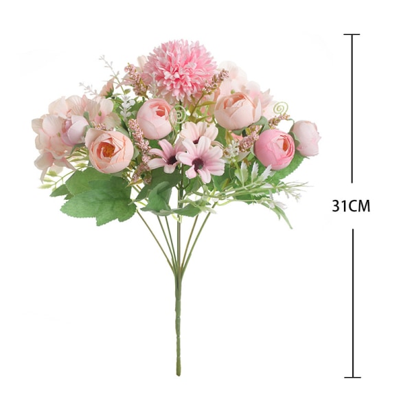 Smukke kunstige silkeblomster bryllup Valentinsdag buket brude dekoration