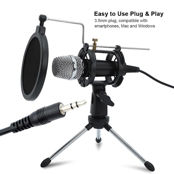 Mini Kondensatormikrofon PC-Mikrofon 3,5 mm Plug and Play Hemma