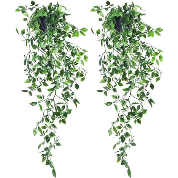 2 stk kunstig innendørs hengende plante med potte falske grønne hengende