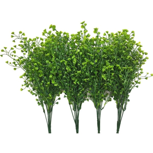 Artificial Plants Shrubs, Fake Plastic Flowers Indoor Outdoor Wedding  Christmas Decoration - Dark Purple 4 Pcs（4 Green）