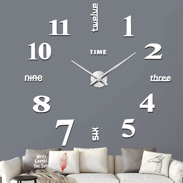 Frameless Diy Wall Clock 3d Mirror Wall Clock For Home Living Room Bedroom Office Wall Decoration