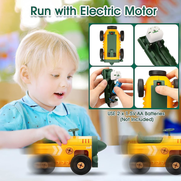 Bygg leksaker för barn, plocka isär retro leksaker bil med elmotorleksaker