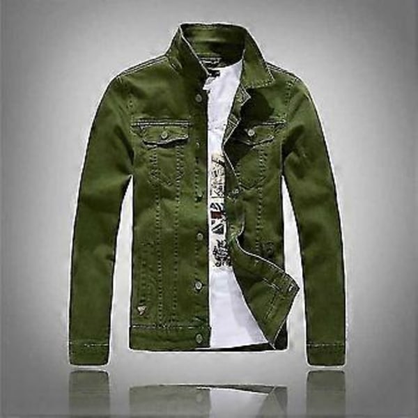 2025 Jeansjacka för män - Casual Slim Fit bomullsjacka för en stilfull look, perfekt för alla tillfällen Army Green 4XL