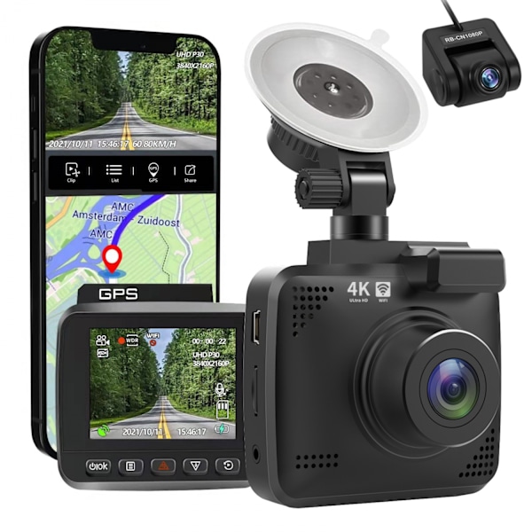 Dashcam (2K HD, wifi GPS WLAN (Wi-Fi)