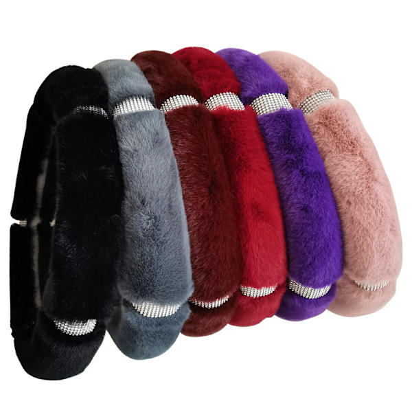 1 st. Lila Rhinestone Plysch Rattstyrningsöverdrag, Fluffig, Komfort