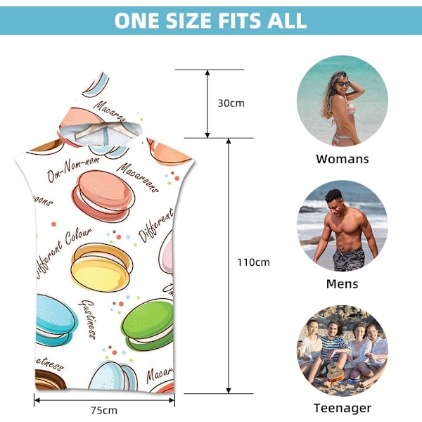 1 st Surf Poncho Handduk, Snabbtorkande Mikrofibertyg, Strandbyten