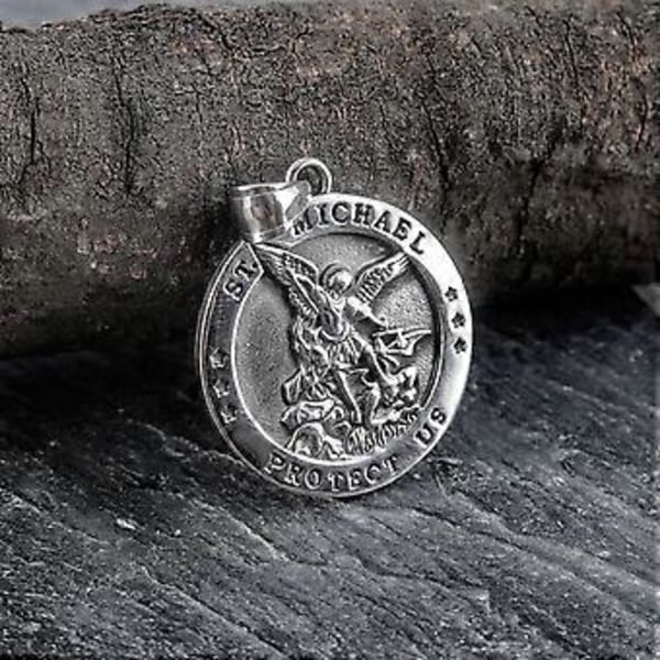St Mikael Ärkeängel Katolsk Medalj Rostfritt Stål Amulett Hängsmycke Halsband 22+2  ，Smyckesgåvor till Mamma Fru Flickvän