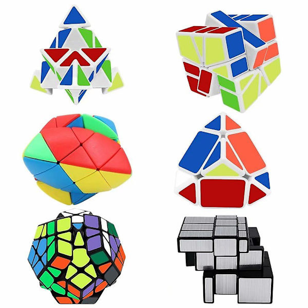 Set med 6-pack Speed ​​Cube Brain Teasers Megaminx och 3x3 Mirror Cube