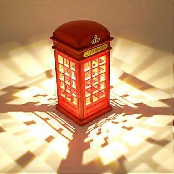 Retro London Telefonkiosk Lampa Nattlampa Nyckelsensor USB-laddare Sänglampa LED Bordsbelysning