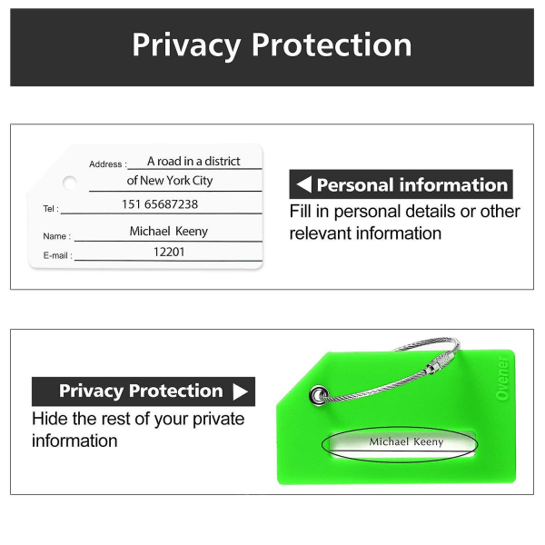 Silikonbagageetikett med namnskylt Perfekt för att snabbt hitta bagage och resväskor (grönt 5-pack)