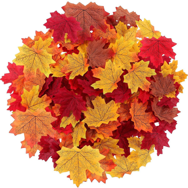 300pcs Artificial Autumn Maple Leaves Fall Autumn Colored Maple Leaf