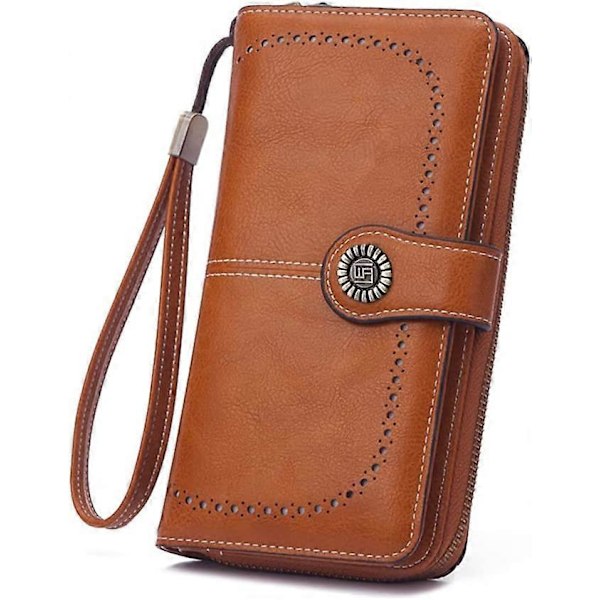 RFID shielded travel passport wallet, family travel wallet passport clip, brown