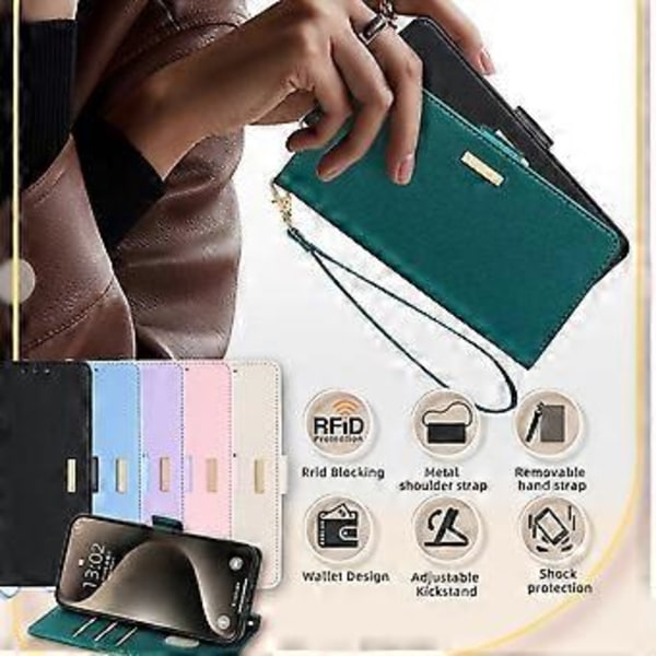 Plånboksfodral för Motorola Edge 40 Neo 5G RFID-skydd PU Läder Telefonskal med Remmar Style E