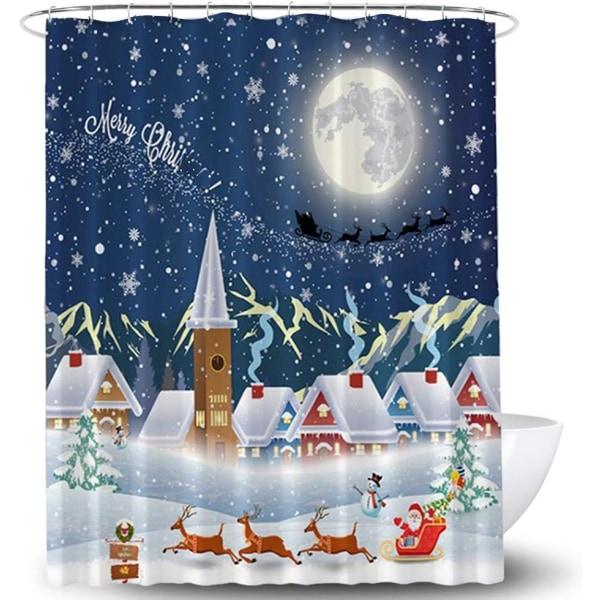 Christmas 3D digital printing cartoon shower curtain, polyester w