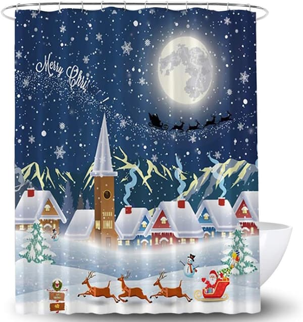 Jul 3D digitaltryck tecknad duschdraperi, polyester w