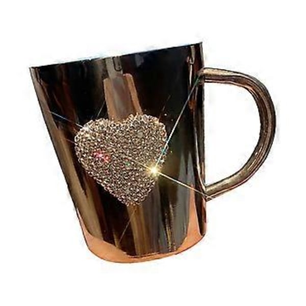Bærbar rustfri stål krus med bling hjerteformet rhinestone glitter krus egnet til udendørs picnic