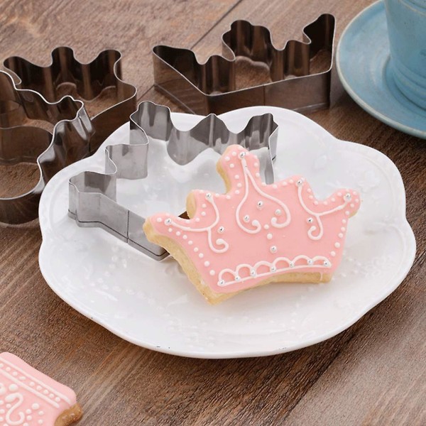 Kakeform 4 stk/sett Krone Konge Dronning Prinsesse Former i rustfritt stål Kakeform Fondantform
