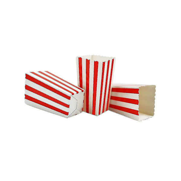 50 stk. Stribede Popcornæsker af Papir, Papbeholder til Slik