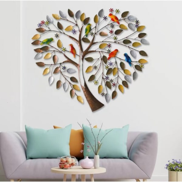 Family Tree of Life Heart Shaped Metal Wall Art Home Decor