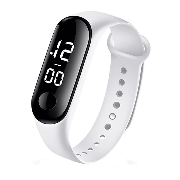 1 stk. Fashion Digital Led Sports Watch Unisex Silikone Rem Armbåndsure Mænd Kvinder Mode Enkelt（Hvid）