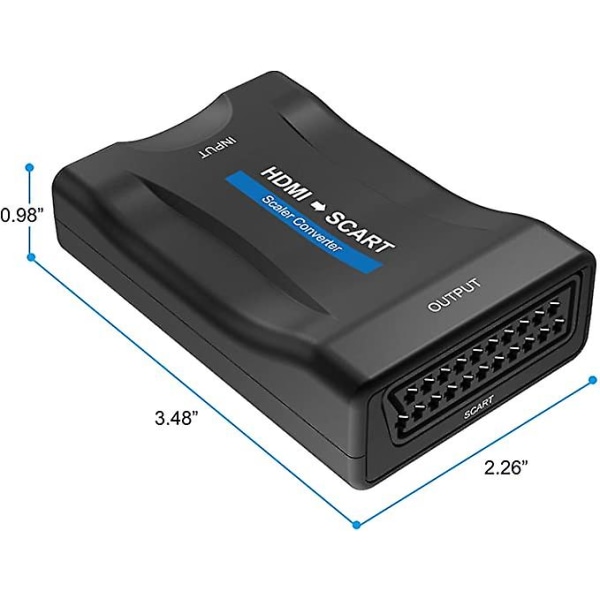 HDMI till scart-omvandlaradapter, konvertera digital 1080p hdmi-video till analog scart-Cvbs, stödja Pal/ntsc-format