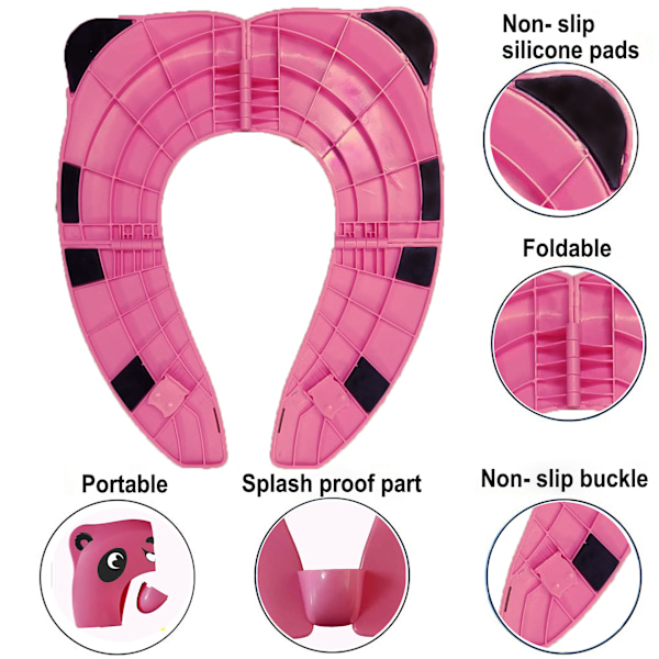 [Upgrade Version] Bébé Réducteur de Toilette -  Voyage Siège Pliable de Toilette Siège Pot Portable Pour Enfants Bébé (Rose)