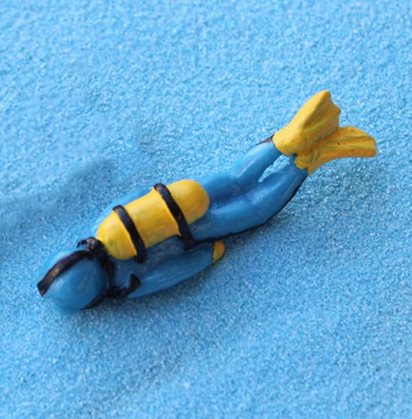 Skattejæger Figur - Blå Akvarie Dekoration Tilbehør