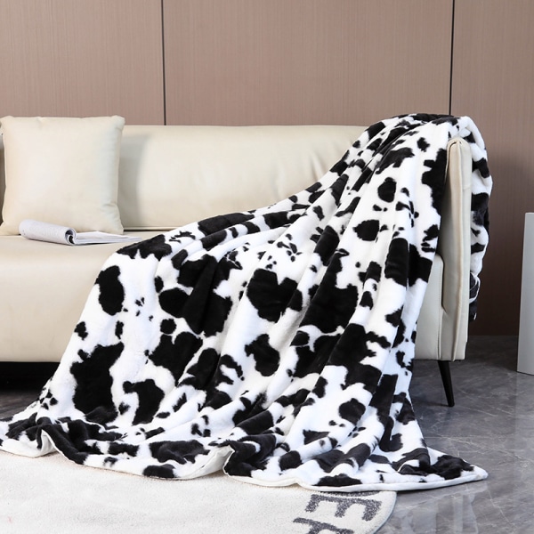 Cow Fleece -peitto, mustavalkoinen pehmopeitto, erittäin pehmeä ja