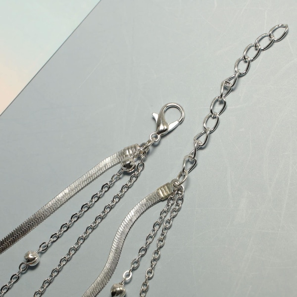 Bohemian Multilayered Disc Hänge Halsband Metallpärlor Choker Halsband Snake Link Chain Krage Halsband Smycken för kvinnor Silver