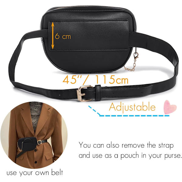 Elegant Dametaske Kvinder Mini Talje Taske Mode PU Læder Bum