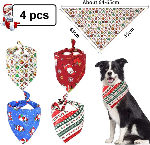4 stk. Julehundehalstørklæde, Julehundehalstørklæder, Jule Tr
