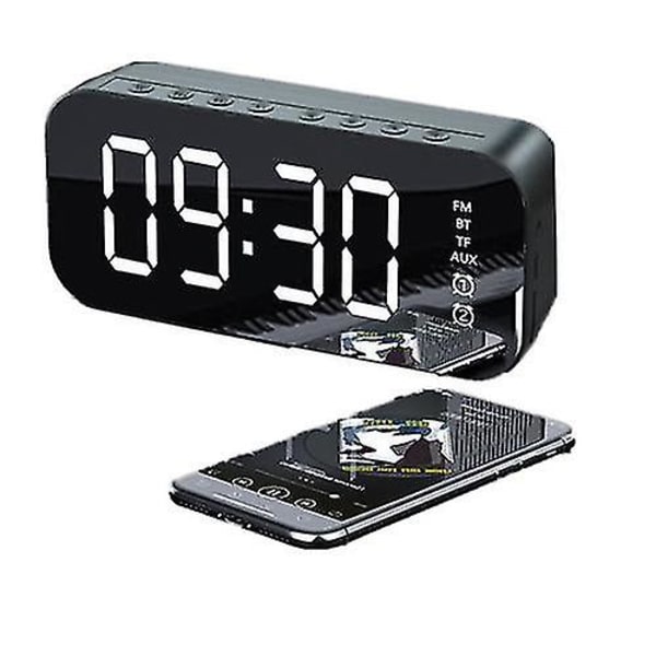 Multifunktionell LED digital väckarklocka, Bluetooth-högtalare, sängbordsljus elektronisk musikbox svart