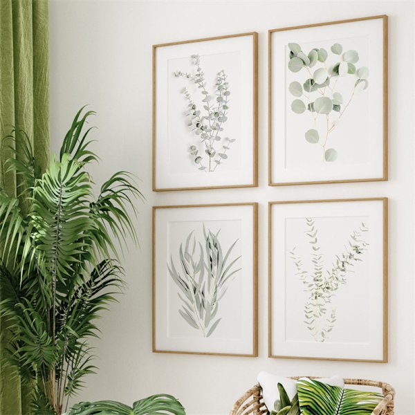 Botanisk Boho Badrumsdekor Väggkonst Tryck, Ramlös Salviagrön