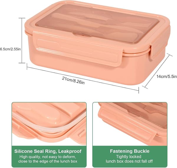 Lunsjboks for voksne, bentoboks med 3 rom, lunsjboks for barn, snacks
