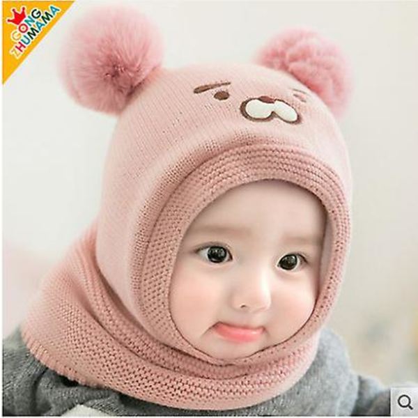 Vinter Toddler Kids Varm Strikhue Beanie Hat Halstørklæde Søde Toddler Huer
